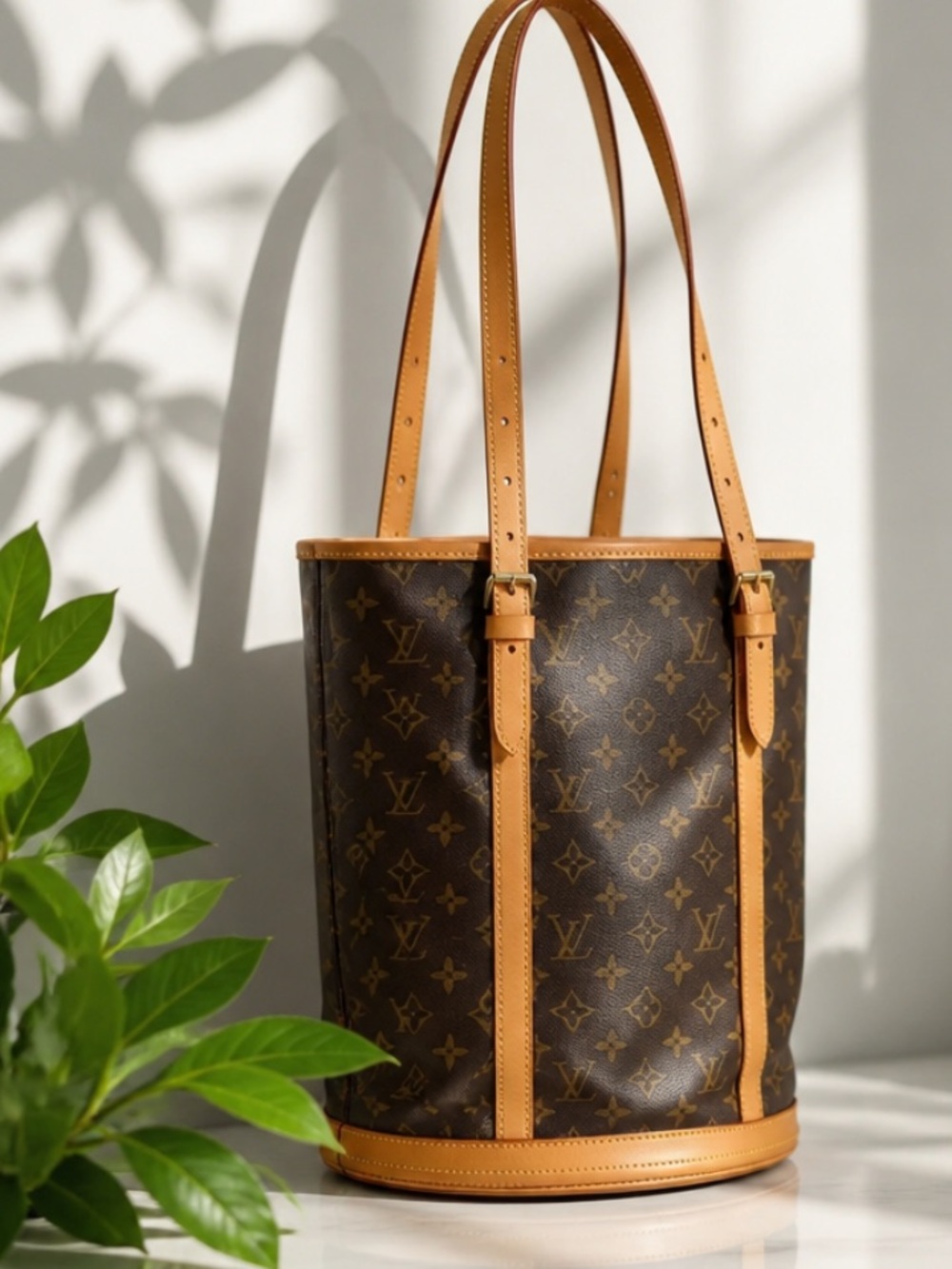 Authentic Large Bucket Shoulder Bag Louis Vuitton.